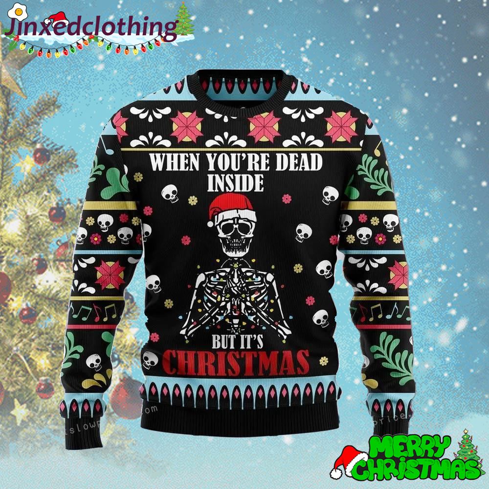 Skull Christmas Inside Ugly Sweater Christmas Funny 